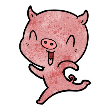 mutlu karikatür domuz vektör çizim