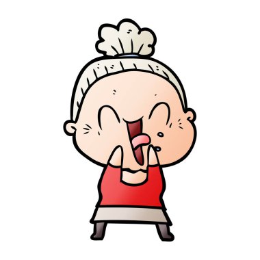 karikatür mutlu yaşlı kadın