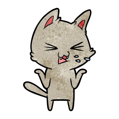 vektör çizim karikatür kedi tıslama