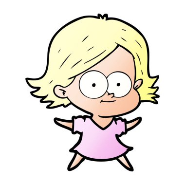 mutlu çizgi film kız vektör çizim