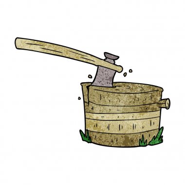 karikatür ağaç kütüğü balta