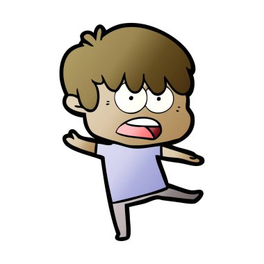 endişeli çizgi film çocuk vektör çizim