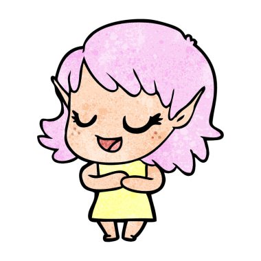 mutlu karikatür elf kızı