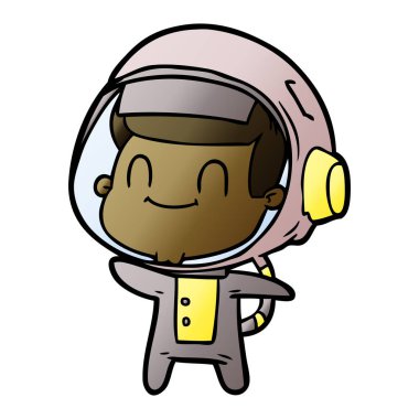 mutlu karikatür astronot vektör çizim