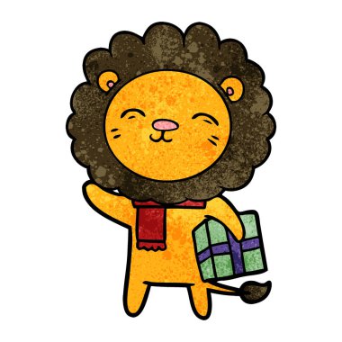 Noel hediyesi ile çizgi film aslan