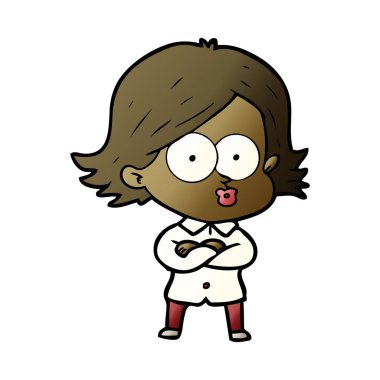 surat asmayı çizgi film kız vektör çizim