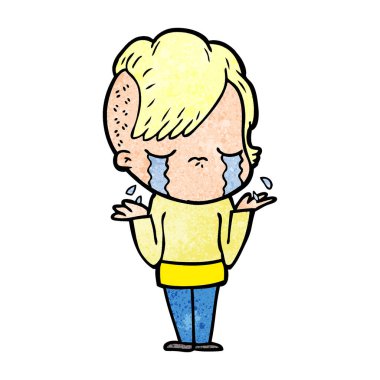 Ağlayan kızın vektör çizimi