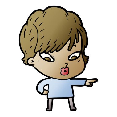 Çizgi filmdeki kadının vektör çizimi