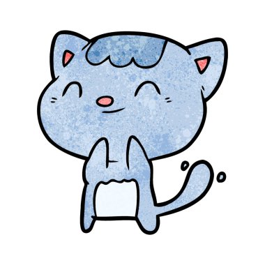 sevimli çizgi mutlu küçük kedi