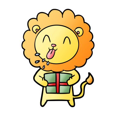 mutlu karikatür aslan vektör çizim