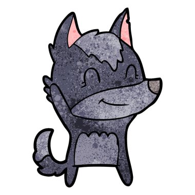 vektör çizim dostu karikatür kurt