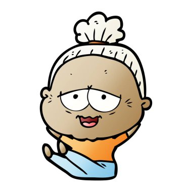 karikatür mutlu yaşlı kadın