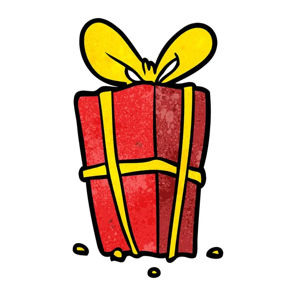 Cadeau Noël Dessin Animé Enveloppé Avec Arc — Image vectorielle