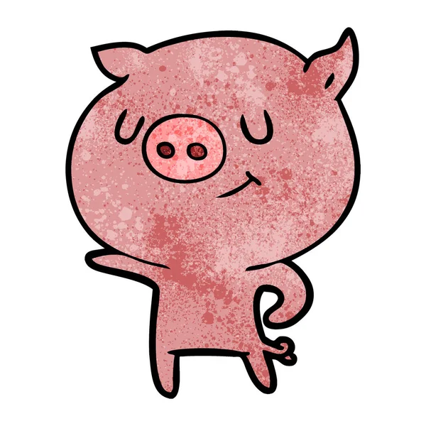 Vector Illustration Happy Cartoon Pig — Stock Vector