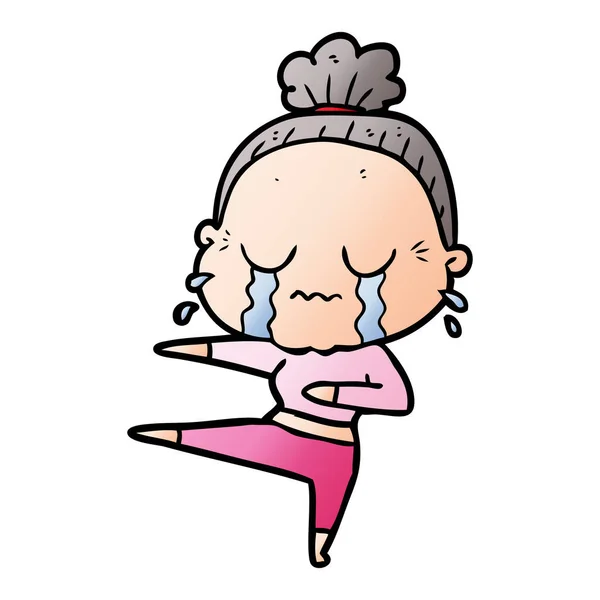 Cartoon Old Dancer Woman Crying — Stock Vector