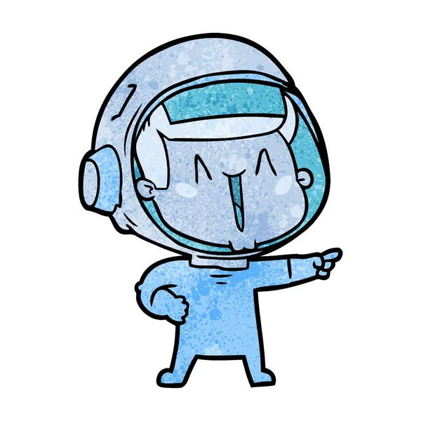 Astronauta Dibujos Animados Feliz Señalando — Archivo Imágenes Vectoriales