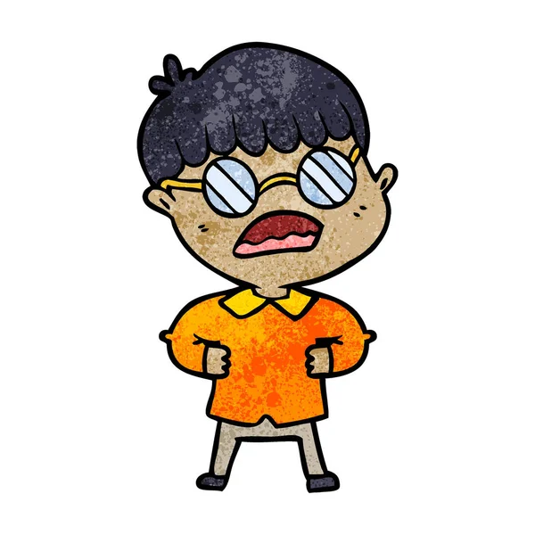 Niño Dibujos Animados Con Gafas — Vector de stock