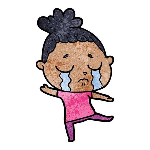 Ilustracja Wektorowa Płacząca Kobieta Kreskówka — Wektor stockowy