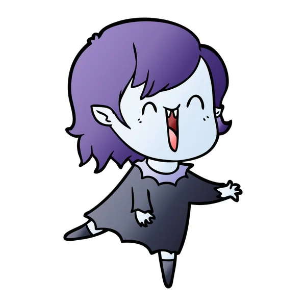 Bonito Cartoon Feliz Vampiro Menina — Vetor de Stock