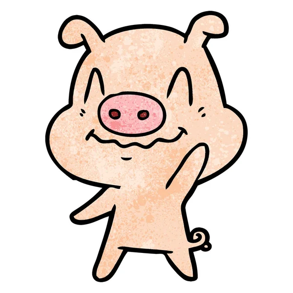 Nerveux Dessin Animé Porc Agitant — Image vectorielle