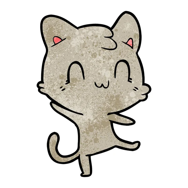 Векторная Иллюстрация Мультяшной Счастливой Кошки — стоковый вектор