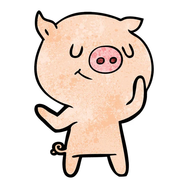 Vector Illustration Happy Cartoon Pig — Stock Vector