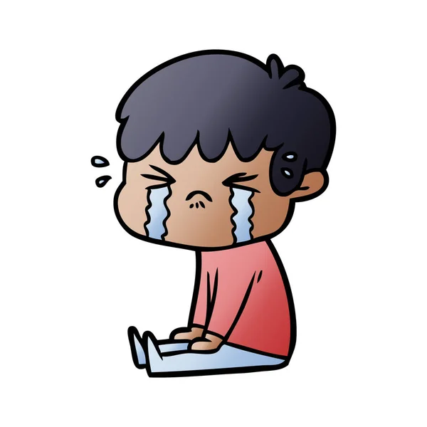 Vector Illustration Cartoon Boy Crying — Stock Vector