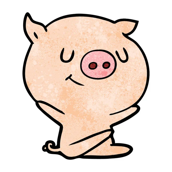 快乐卡通猪的矢量插图 — 图库矢量图片
