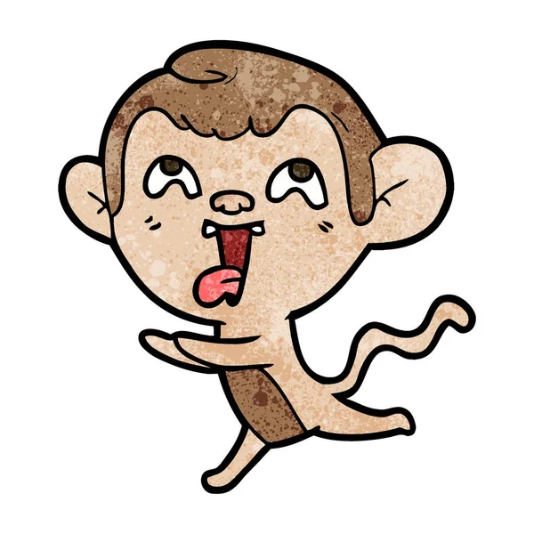 Louco Desenho Animado Macaco Execução — Vetor de Stock