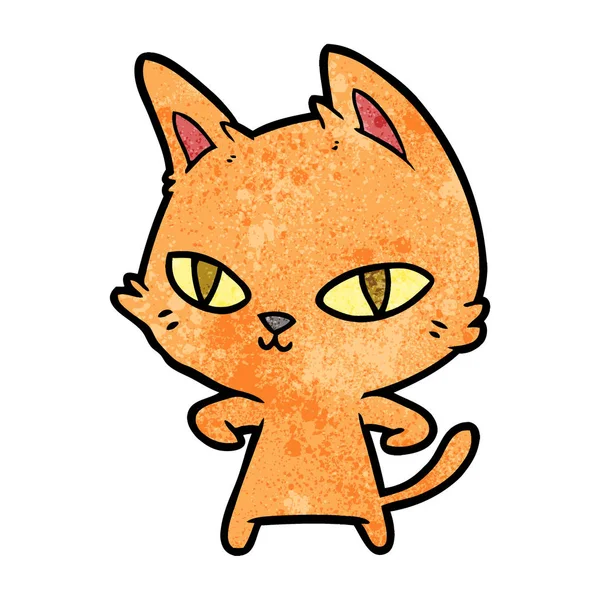 Vector Ilustración Dibujos Animados Gato Mirando — Vector de stock