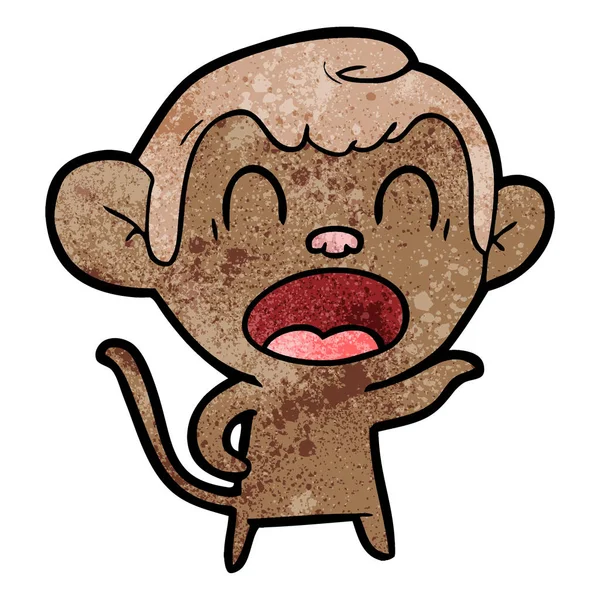 Shouting Cartoon Monkey Pointing — стоковый вектор