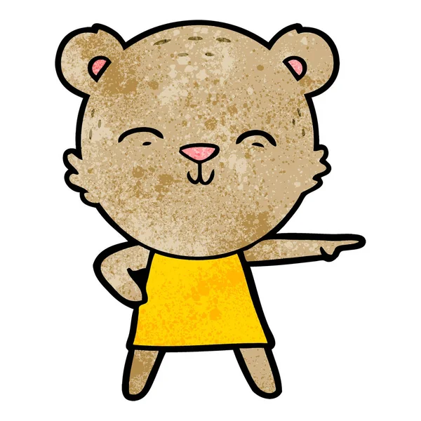 Ilustração Vetorial Urso Feliz Dos Desenhos Animados — Vetor de Stock