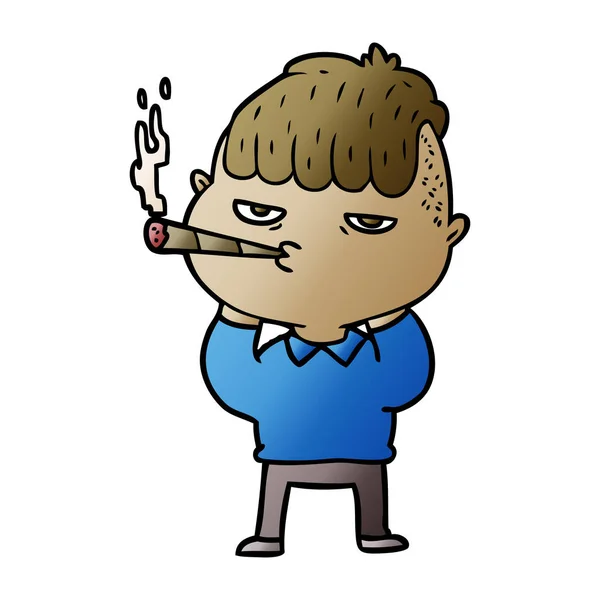 Illustration Vectorielle Dessin Animé Homme Fumeur — Image vectorielle