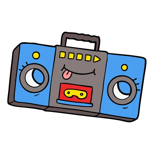 Cartoon Retro Cassette Tape Player — Stock Vector