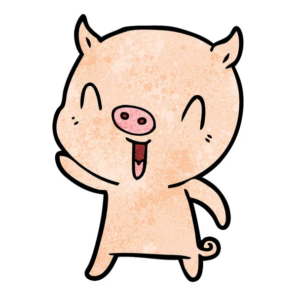 Illustration Vectorielle Cochon Heureux Dessin Animé — Image vectorielle