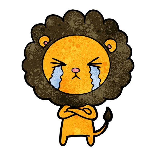 Vector Ilustración Dibujos Animados Llorando León — Vector de stock