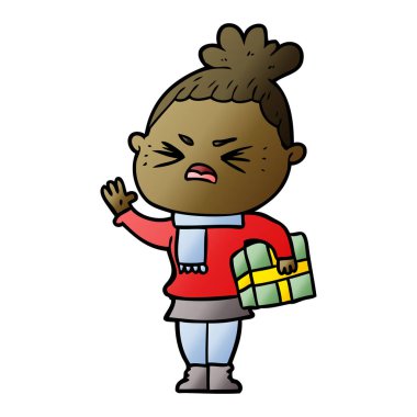 vektör çizim karikatür kızgın kadın