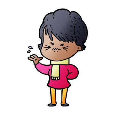 Çizgi filmdeki kadının vektör çizimi