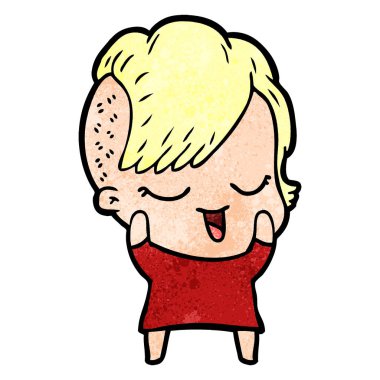 mutlu çizgi film kız vektör çizim