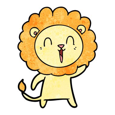 Aslan karikatür gülen vektör çizim