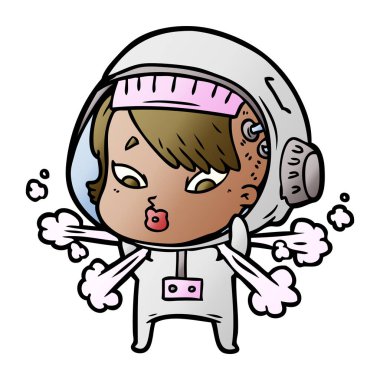 vektör çizim karikatür astronot kadın