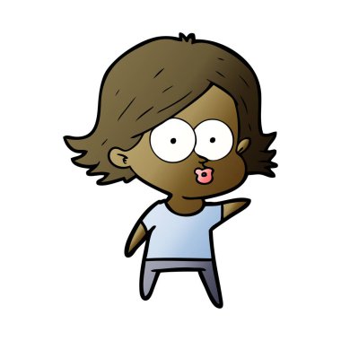 surat asmayı çizgi film kız vektör çizim