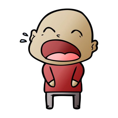 karikatür bağırarak kel adam