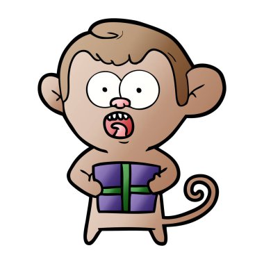 vektör çizim karikatür şok maymun