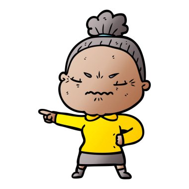 karikatür rahatsız yaşlı kadın