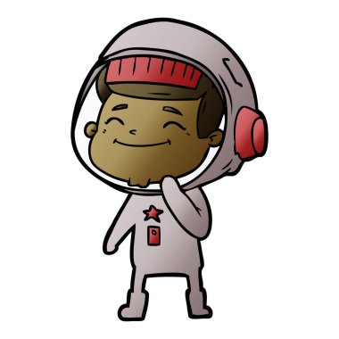 mutlu karikatür astronot vektör çizim