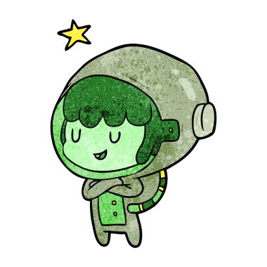 çizgi film kadın gelecekteki astronot uzay giysisi içinde