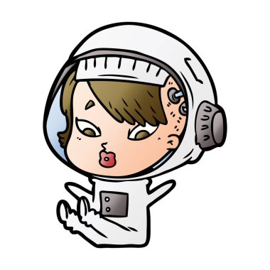 vektör çizim karikatür astronot kadın