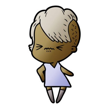 karikatür rahatsız hippi kız