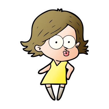 surat asmayı çizgi film kız vektör çizim